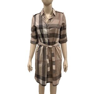 New Burberry Nova Check Shirt Dress Size 4